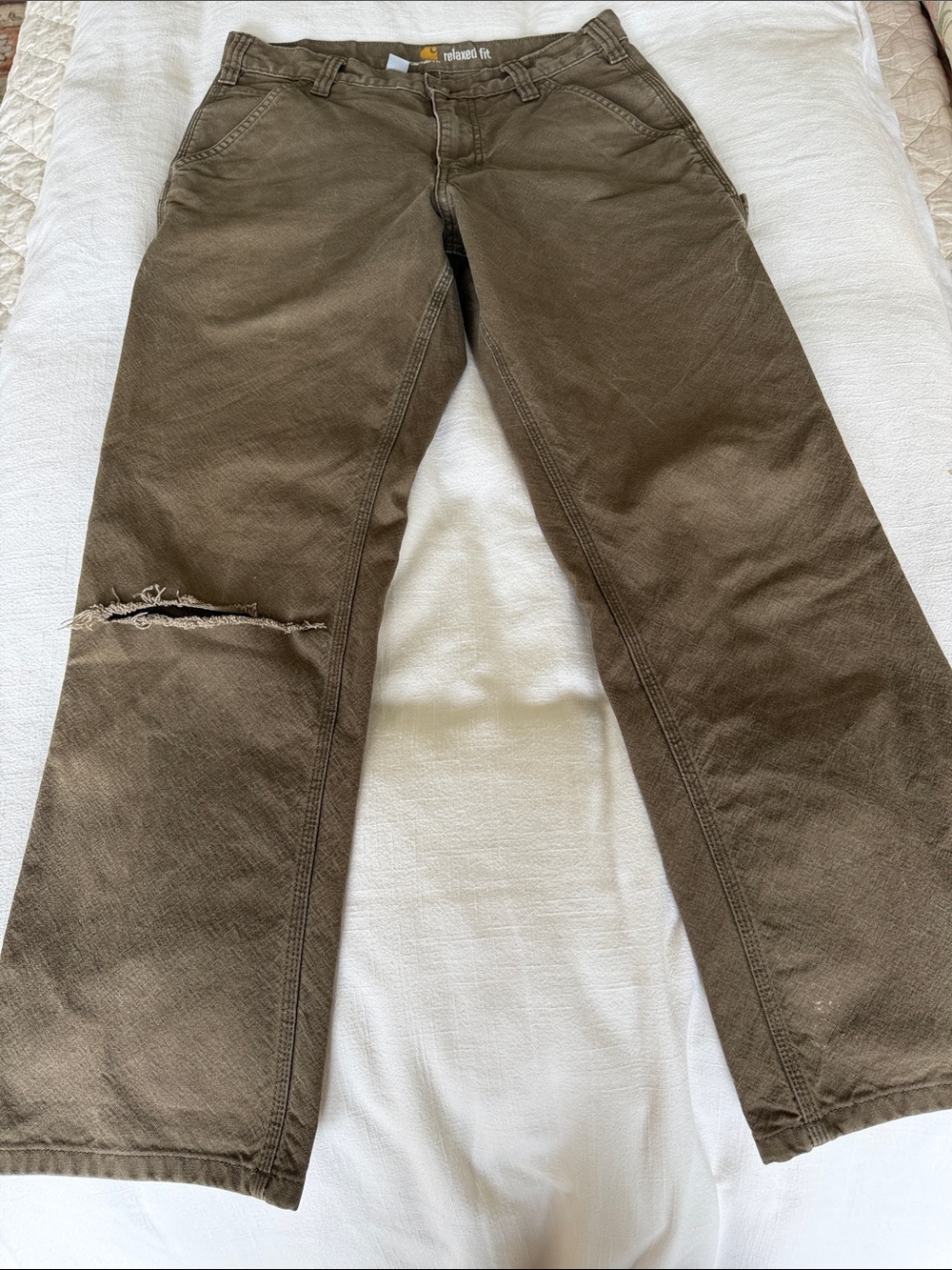 Carhartt- Relaxed Fit Straight-Leg Pants in Olive Brown- 31x30